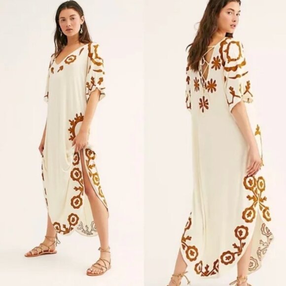 NWOT Free People Laguna Surf Maxi Tee in Ivory Combo Size XS - Picture 4 of 7